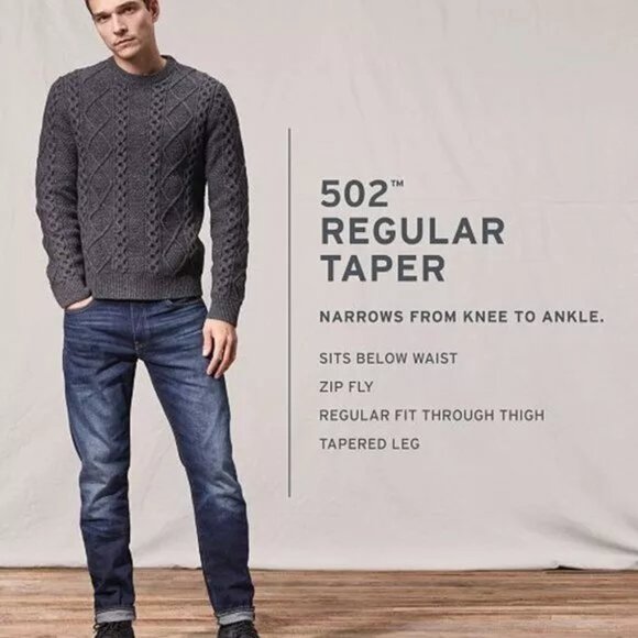 Levis 502 Men's Size 29x32 Regular Taper Fit Denim Jeans Nightwatch Navy Blue - Picture 5 of 10